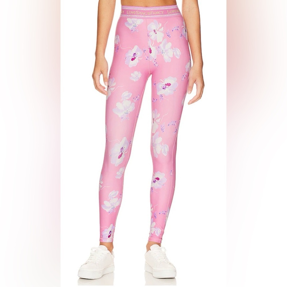 NWT LoveShackFancy Luvette Legging in Baby Pink Clouds Floral Print